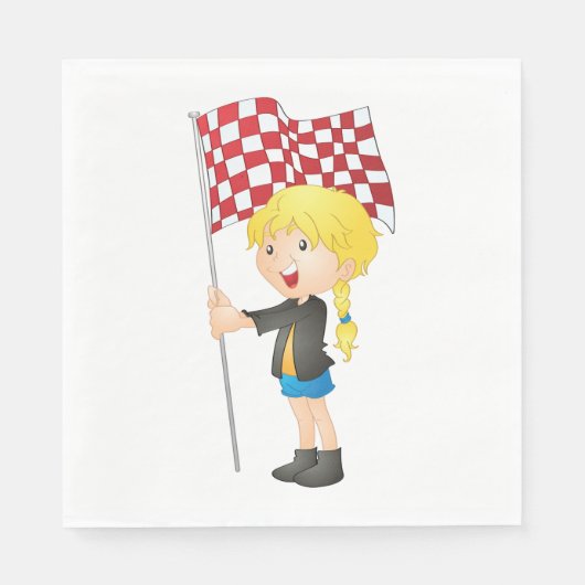 Meisje dat een gecontroleerde vlag Napkins houdt Servet (Voorkant)