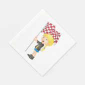 Meisje dat een gecontroleerde vlag Napkins houdt Servet (Hoek)