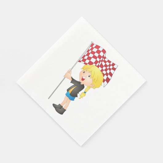 Meisje dat een gecontroleerde vlag Napkins houdt Servet (Hoek)