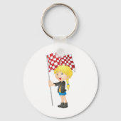 Meisje dat een gecontroleerde vlag Sleutelhanger h (Achterkant)