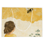 Meisje dat een hommel bekijkt groot cadeauzakje (Achterkant)