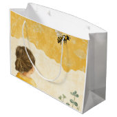 Meisje dat een hommel bekijkt groot cadeauzakje (Achterkant Gekanteld)