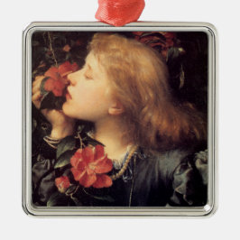 Meisje dat een mooie bloem kiest (door G.F. Watts) Metalen Ornament