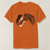 Meisje dat een paardenpaard borstsleept t-shirt (Design voorkant)