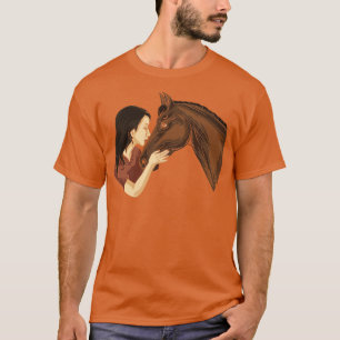 Meisje dat een paardenpaard borstsleept t-shirt