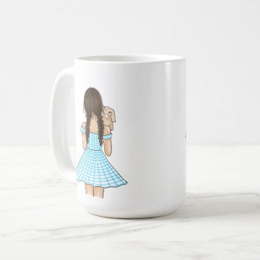 Meisje dat een Pet Bunny vervoert met aangepaste n Koffiemok (Voorkant links)