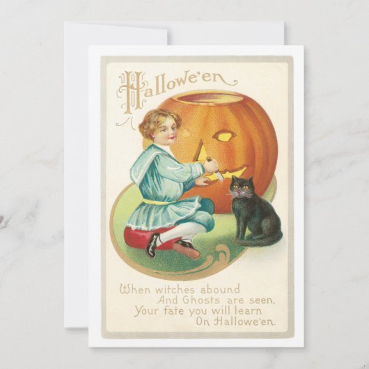  meisje dat een pompoen Halloween draagt Kaart (Voorkant)