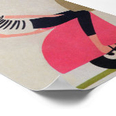 Meisje dat een scooter retro Vintage poster stuurt (Hoek)