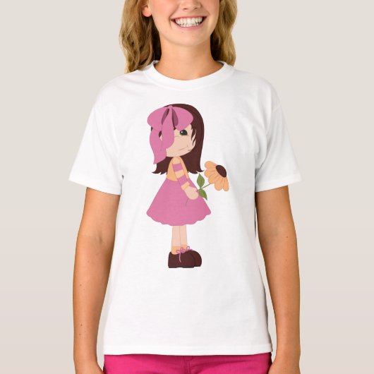 Meisje dat een ventilator T-shirt houdt (Voorkant)