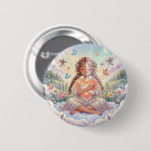 Meisje dat een vredig hart omhelst ronde button 5,7 cm (Voorkant /achterkant)