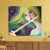 Meisje dat Flute 2 speelt Canvas Afdruk (Insitu (Woonkamer))