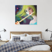 Meisje dat Flute 2 speelt Canvas Afdruk (Insitu (Slaapkamer))