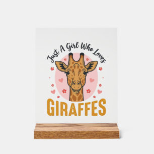 Meisje dat giraffen leuk vindt Vintage graveerontw Acryl Bord