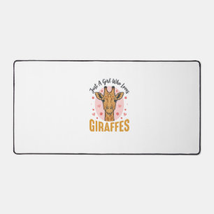 Meisje dat giraffen leuk vindt Vintage graveerontw Bureaumat