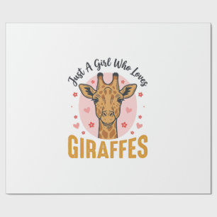 Meisje dat giraffen leuk vindt Vintage graveerontw Cadeaupapier