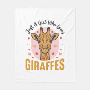 Meisje dat giraffen leuk vindt Vintage graveerontw Fleece Deken