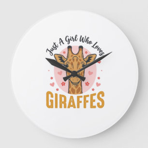Meisje dat giraffen leuk vindt Vintage graveerontw Grote Klok