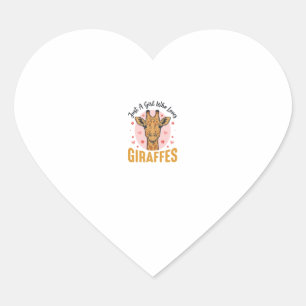 Meisje dat giraffen leuk vindt Vintage graveerontw Hart Sticker
