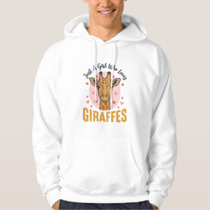 Meisje dat giraffen leuk vindt Vintage graveerontw Hoodie