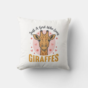 Meisje dat giraffen leuk vindt Vintage graveerontw Kussen