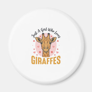 Meisje dat giraffen leuk vindt Vintage graveerontw Magneet