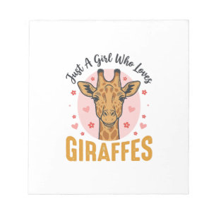 Meisje dat giraffen leuk vindt Vintage graveerontw Notitieblok