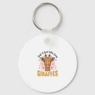 Meisje dat giraffen leuk vindt Vintage graveerontw Sleutelhanger