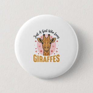 Meisje Dat Giraffen Liefheeft Vintage Gravure Ontw Ronde Button 5,7 Cm