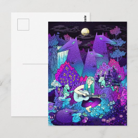 Meisje dat gitaar speelt briefkaart (Voorkant / Achterkant)