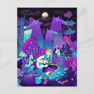 Meisje dat gitaar speelt briefkaart