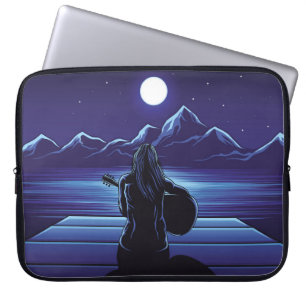 Meisje dat gitaar speelt van de nachtgitaar, meisj laptop sleeve