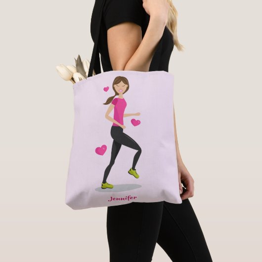 Meisje dat graag illustratie met naam uitvoert tote bag (Dichtbij)