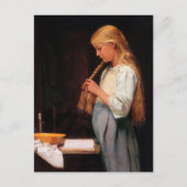 Meisje dat haar haar haar haar haar breekt en een  briefkaart (Voorkant)