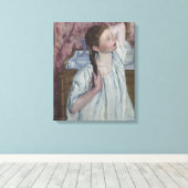 Meisje dat haar haar haar haar schikt, 1886 (olie canvas afdruk (Insitu (Houten vloer))