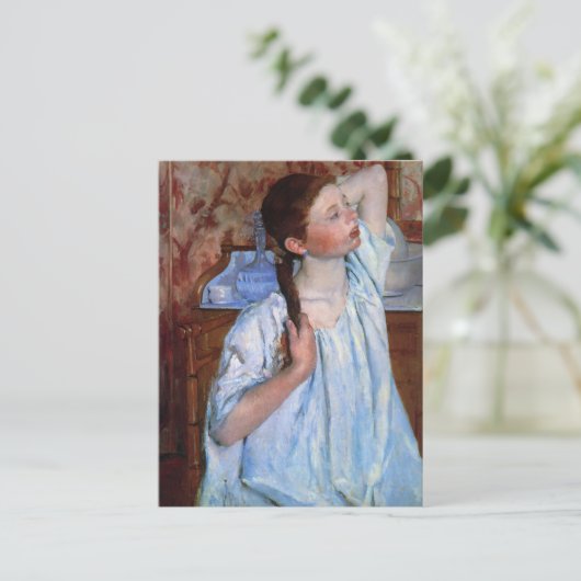 Meisje dat haar haar haar haar schikt | Mary Cassa Briefkaart (Staand voorkant)