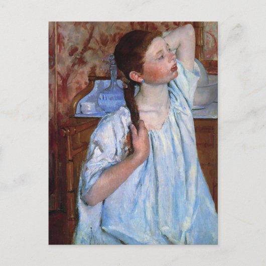 Meisje dat haar haar haar haar schikt | Mary Cassa Briefkaart (Voorkant)