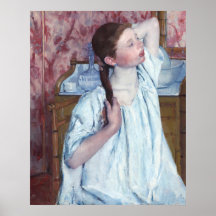 Meisje dat haar schikt - Mary Cassatt Fine Art Pos