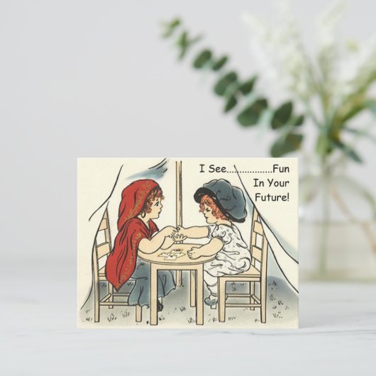 Meisje dat haar toekomst heeft verteld over uitvin kaart (Staand voorkant)