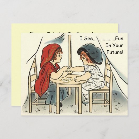 Meisje dat haar toekomst heeft verteld over uitvin kaart (Voorkant / Achterkant)