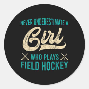Meisje dat Hockeyt Geschenk Hockey Spelen Ronde Sticker