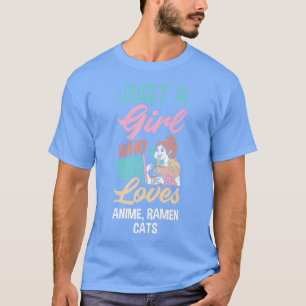 Meisje dat houdt van Anime Ramen Sketching Funny A T-shirt