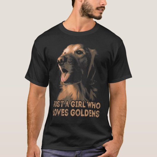 Meisje dat houdt van Golden Retrievers Dog Golden  T-shirt (Voorkant)