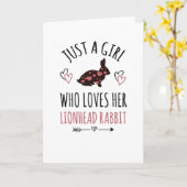 Meisje dat houdt van haar Lionhead konijn eigenaar Kaart (Gele Bloem)