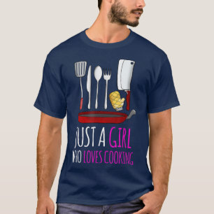 Meisje dat houdt van het koken van een kok t-shirt
