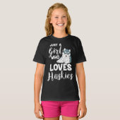 Meisje dat houdt van Huskies Siberian Husky Honden T-shirt (Voorkant volledig)