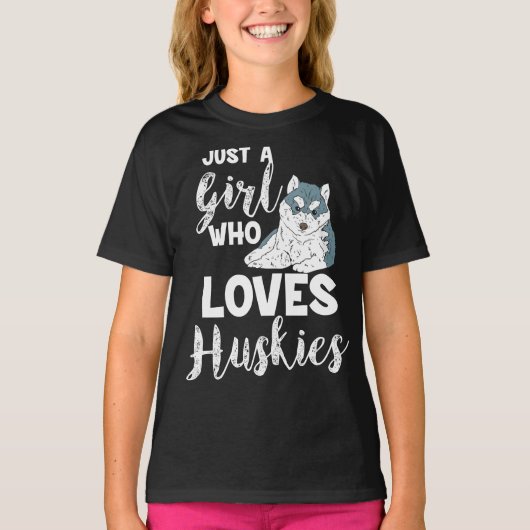 Meisje dat houdt van Huskies Siberian Husky Honden T-shirt (Voorkant)