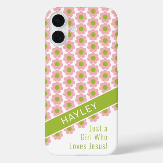 Meisje dat houdt van Jesus Pink Daisy Case-Mate iPhone Case (Achterkant)