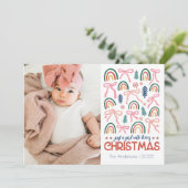 Meisje dat houdt van retro kerst feestdagenkaart (Staand voorkant)