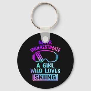 Meisje dat houdt van skiën Lady Woman Ski Snowboar Sleutelhanger