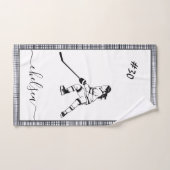 Meisje dat IJshockey-naam afspeelt en nummer teams Handdoek (Handdoek)